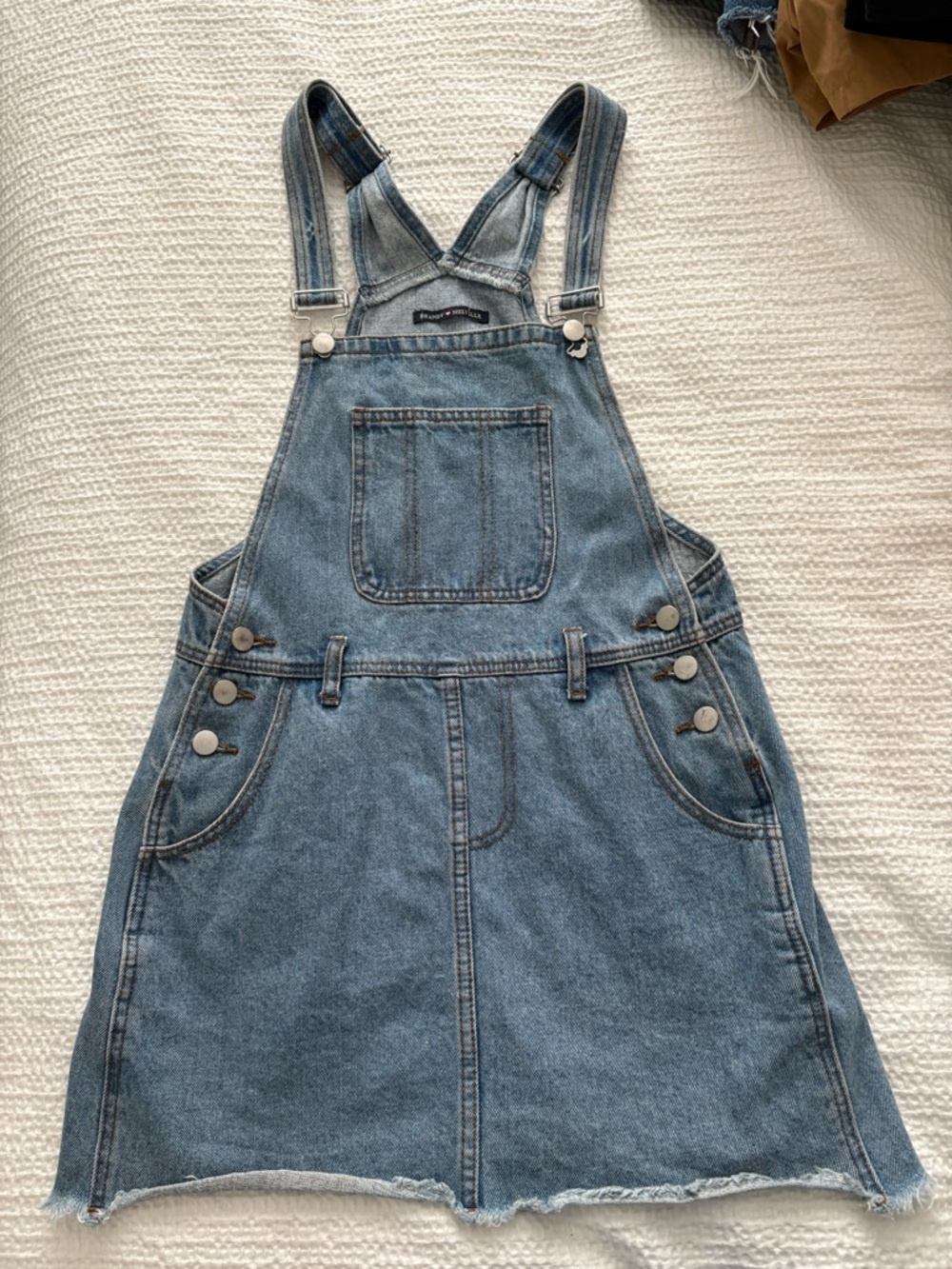 Brandy Melville Medium Blue Denim Pinafore Mini Dress